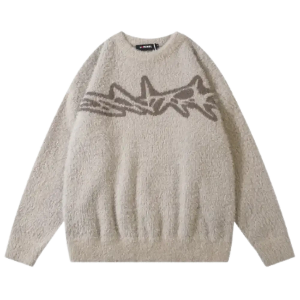 Knitterd graffiti heavy 400gsm y2k sweater for urban fashion lovers - white / s