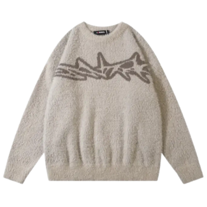 Knitterd graffiti heavy 400gsm y2k sweater for urban fashion lovers - white / s