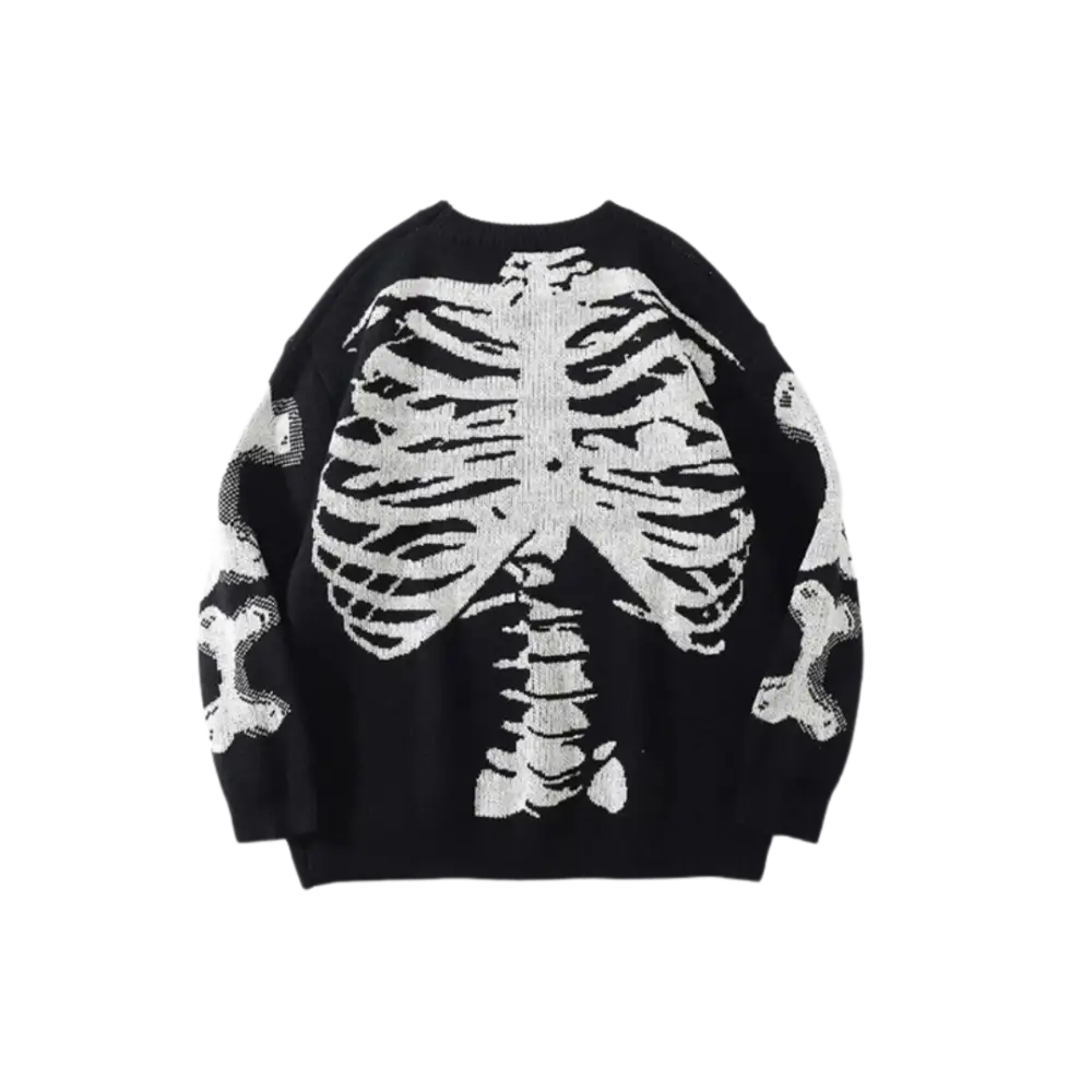 Knitterd ribcage 400gsm y2k heavy sweater for urban fashion fans - black / m