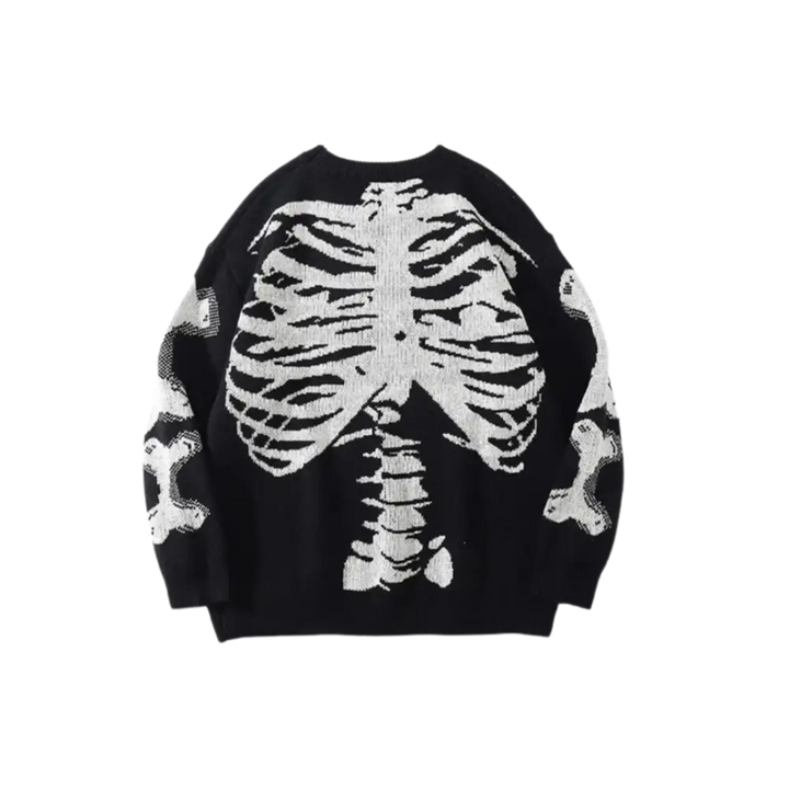 Knitterd ribcage 400gsm y2k heavy sweater for urban fashion fans - black / m