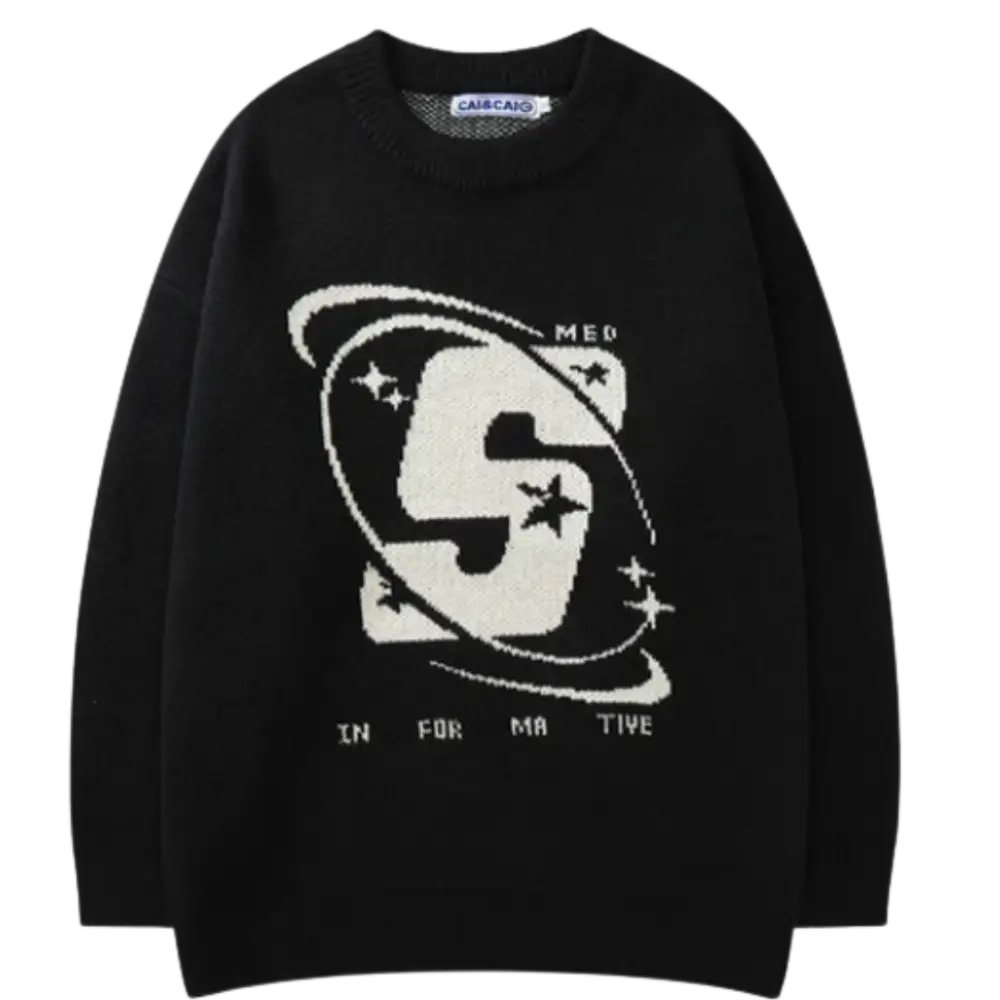 Knitterd s heavy 400gsm sweater y2k for urban fashion lovers - black / m