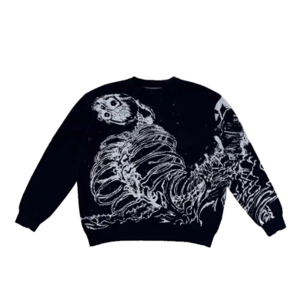 Knitterd skeleton heavy 400gsm y2k sweater for urban fashion - washed dunkelblau / m