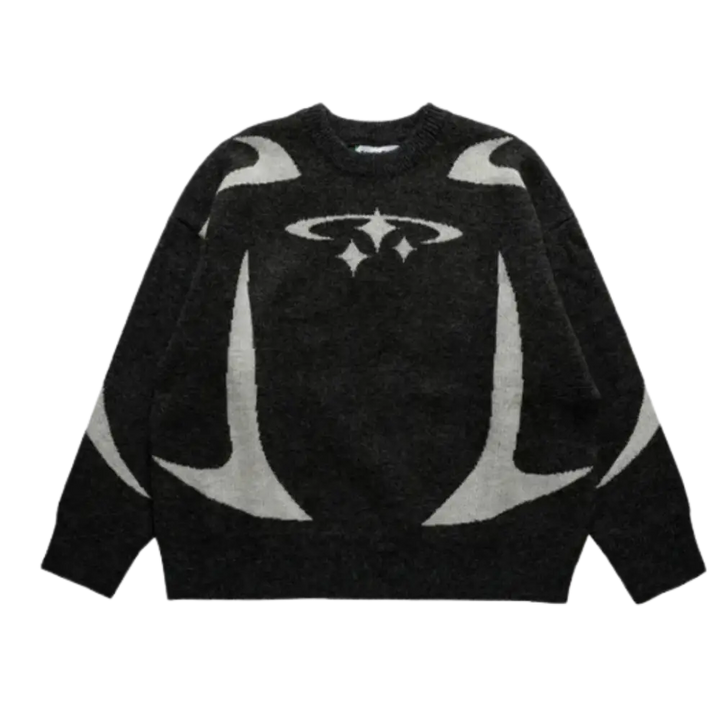 Knitterd stars heavy 400gsm y2k sweater for urban fashion - black / s
