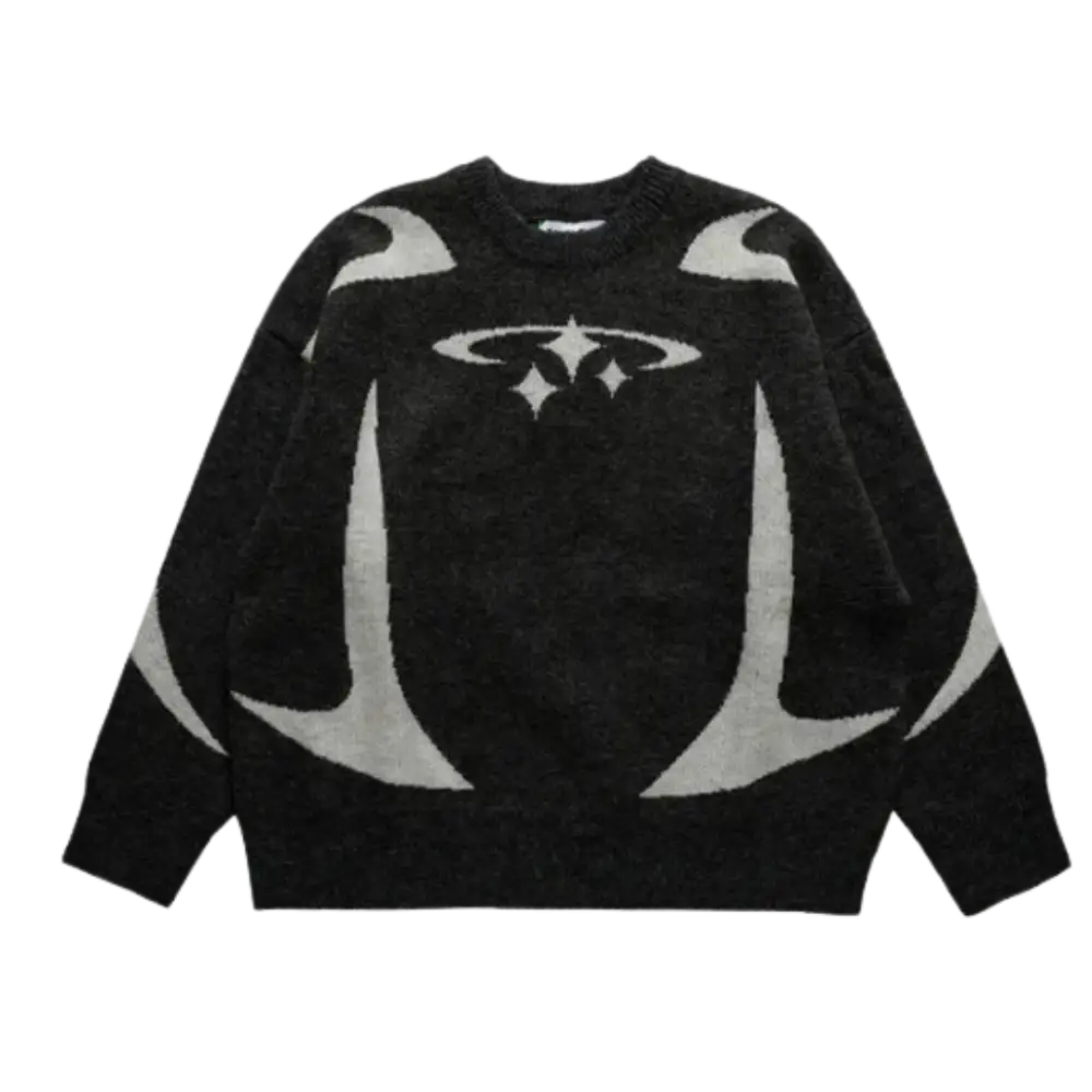Knitterd stars heavy 400gsm y2k sweater for urban fashion - black / s