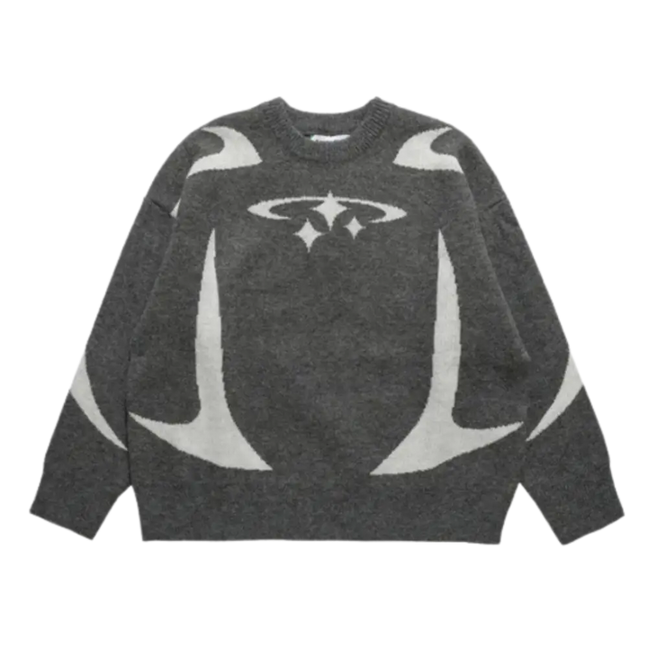 Knitterd stars heavy 400gsm y2k sweater for urban fashion - grey / s