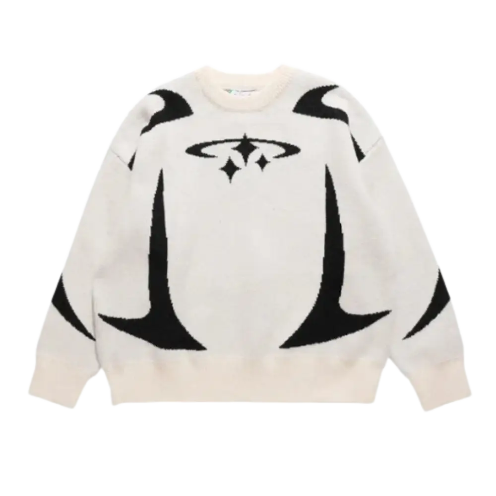 Knitterd stars heavy 400gsm y2k sweater for urban fashion - white / s