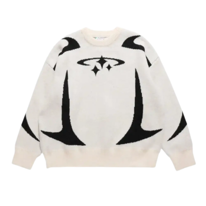 Knitterd stars heavy 400gsm y2k sweater for urban fashion - white / s