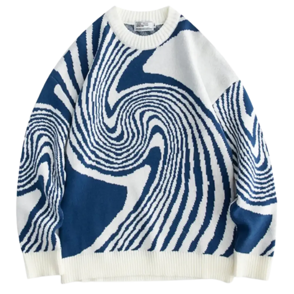 Knitterd stripped heavy 400gsm y2k sweater for urban fashion - blue / m