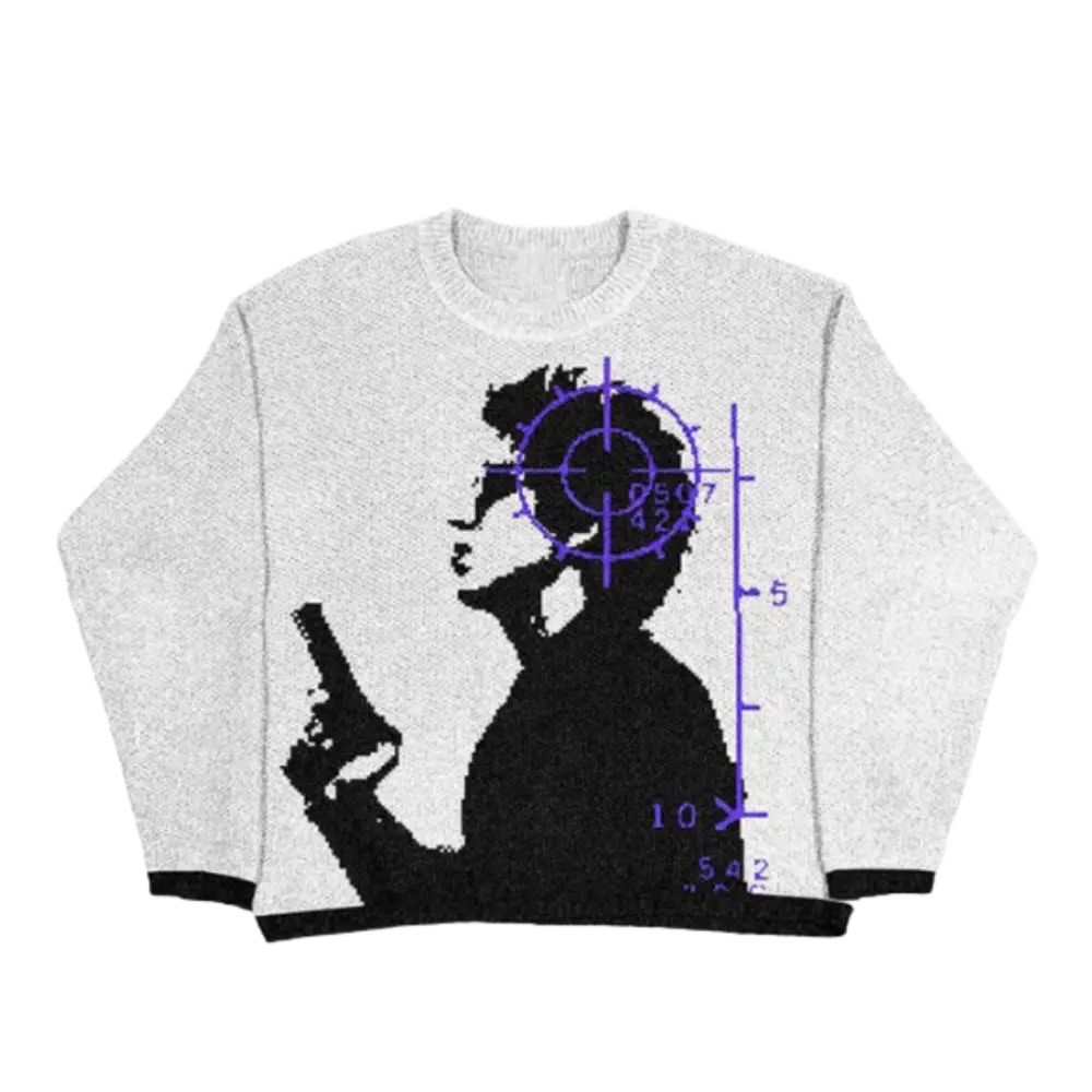 Knitterd target heavy 400gsm sweater y2k for urban fashion lovers - white / m