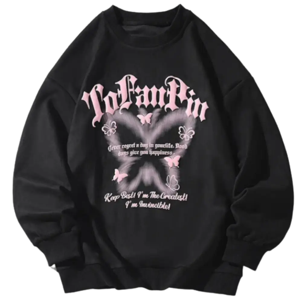 Vintage papillon heavy knitterd y2k sweater for fashion enthusiasts - black / m