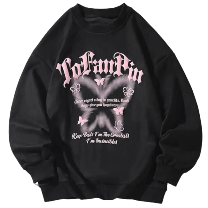 Vintage papillon heavy knitterd y2k sweater for fashion enthusiasts - black / m