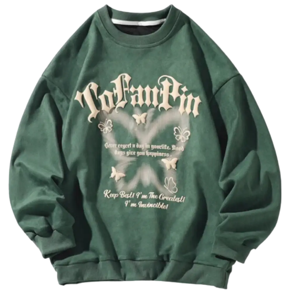Vintage papillon heavy knitterd y2k sweater for fashion enthusiasts - green / m