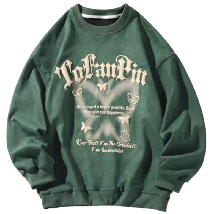 Vintage papillon heavy knitterd y2k sweater for fashion enthusiasts - green / m