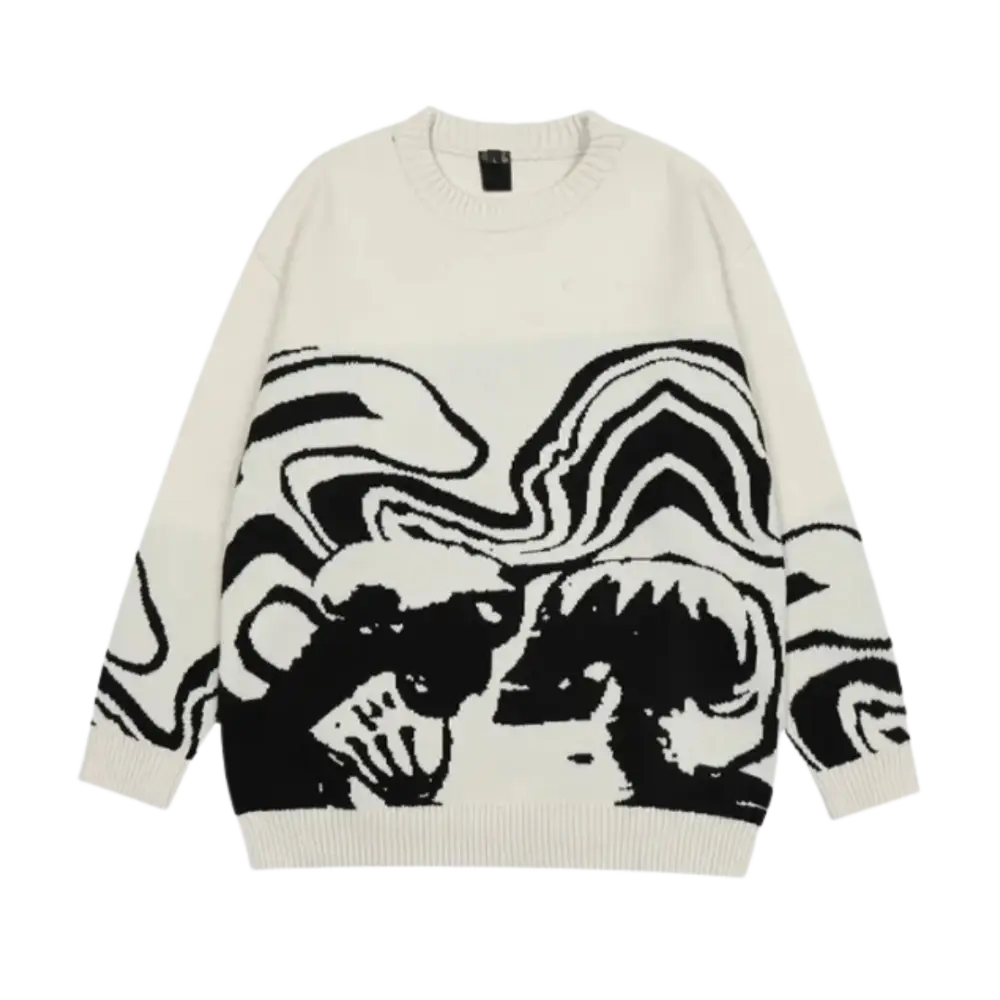 Knitterd waves heavy 400gsm sweater y2k for urban fashion lovers - white / m