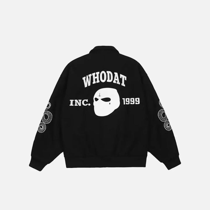 Playful letter pattern jacket with stand-up collar for y2k style - jackets