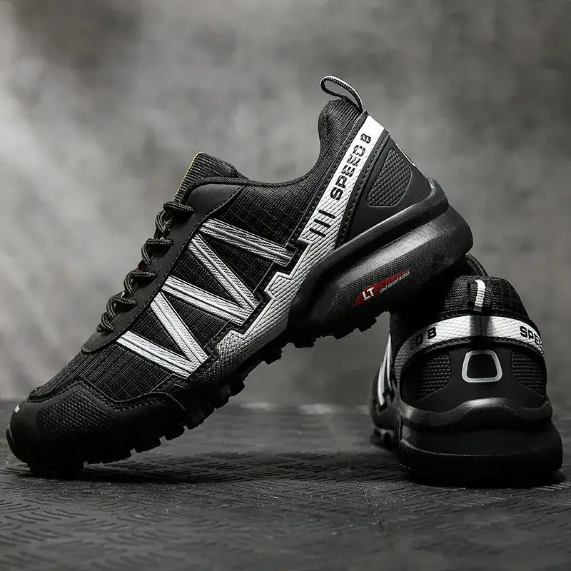 V y2k striped jogging sneakers with breathable mesh upper - black-white / 6.5