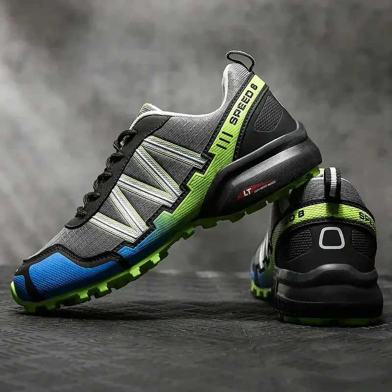 V y2k striped jogging sneakers with breathable mesh upper - gray-green / 6.5