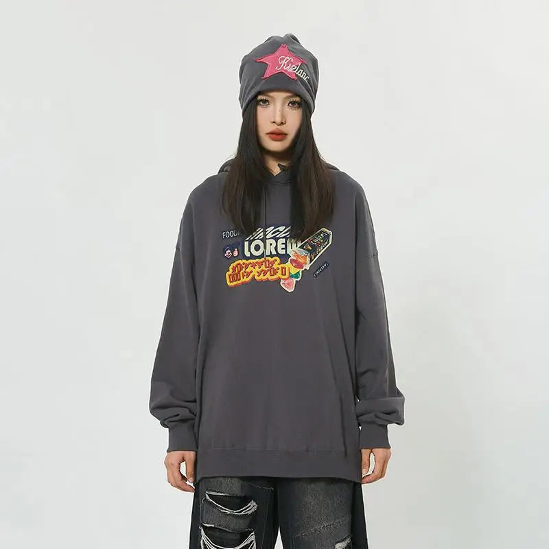 Y2k candy letter print oversized hoodie for ultimate comfort and style - hoodies