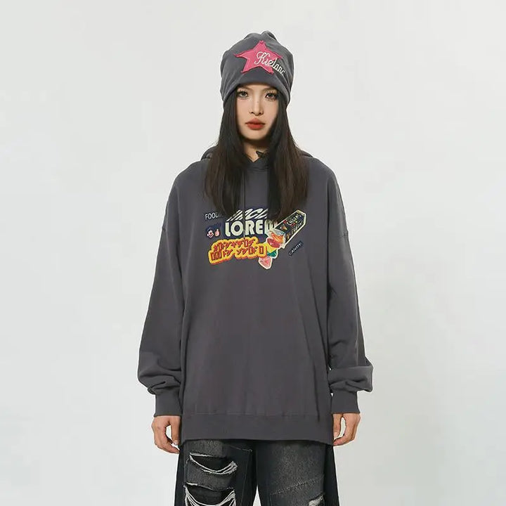 Y2k candy letter print oversized hoodie for ultimate comfort and style - hoodies