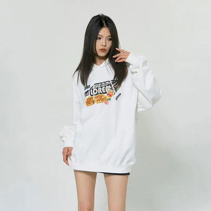 Y2k candy letter print oversized hoodie for ultimate comfort and style - hoodies