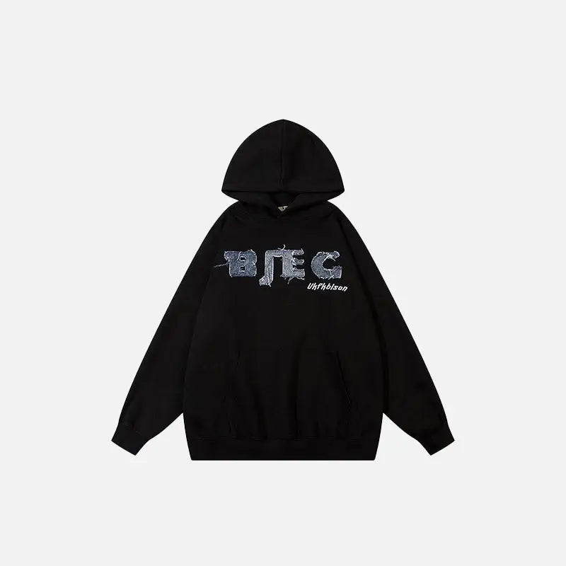 Oversized letter print hoodie for y2k style and comfort - black / m - hoodies