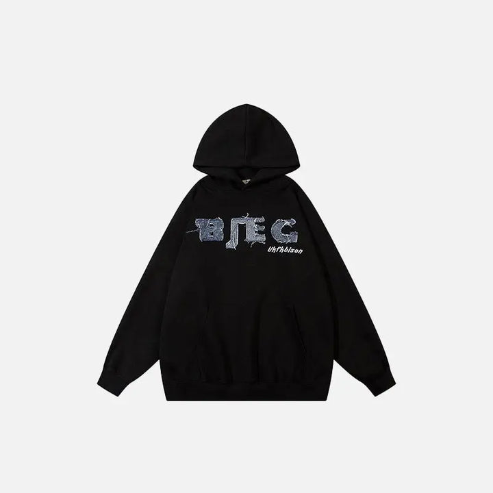 Oversized letter print hoodie for y2k style and comfort - black / m - hoodies