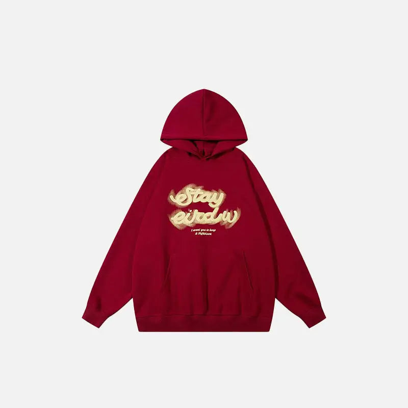 Letter print star oversized hoodie for comfort and style - burgundy / m - hoodies