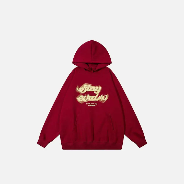 Letter print star oversized hoodie for comfort and style - burgundy / m - hoodies