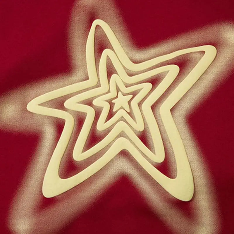 Letter print star oversized hoodie for comfort and style - hoodies