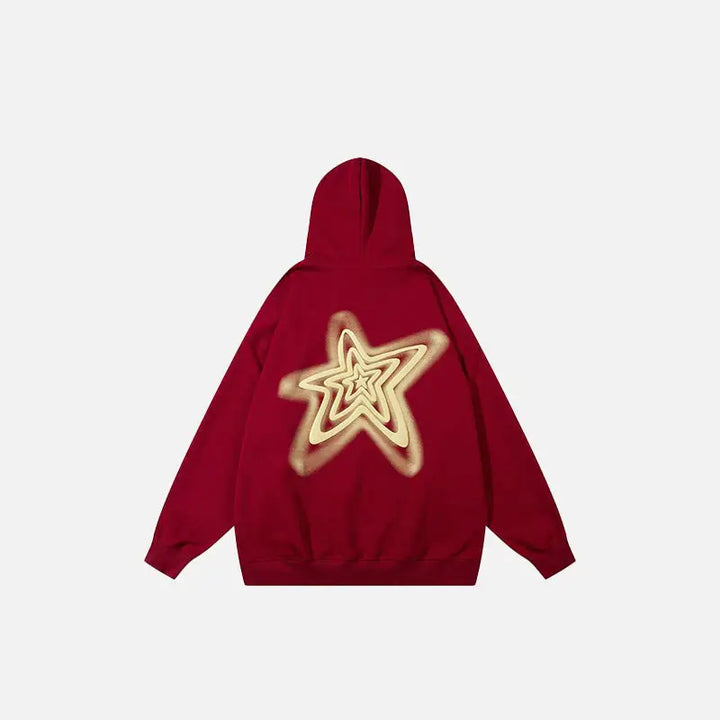 Letter print star oversized hoodie for comfort and style - hoodies