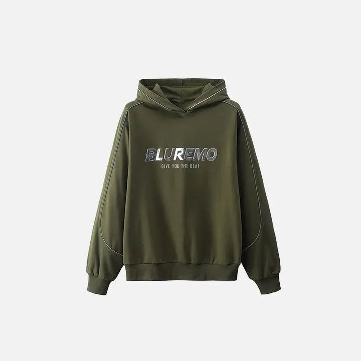 Y2k letter print wide neck hoodie for chic winter style - green / m - hoodies