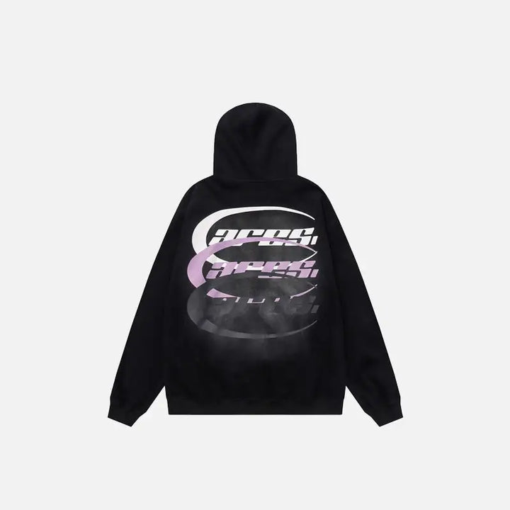 Y2k letter print zip hoodie for casual streetwear style - black / m - hoodies