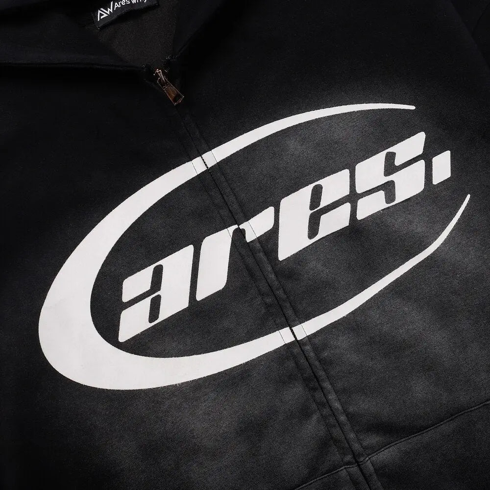 Y2k letter print zip hoodie for casual streetwear style - hoodies