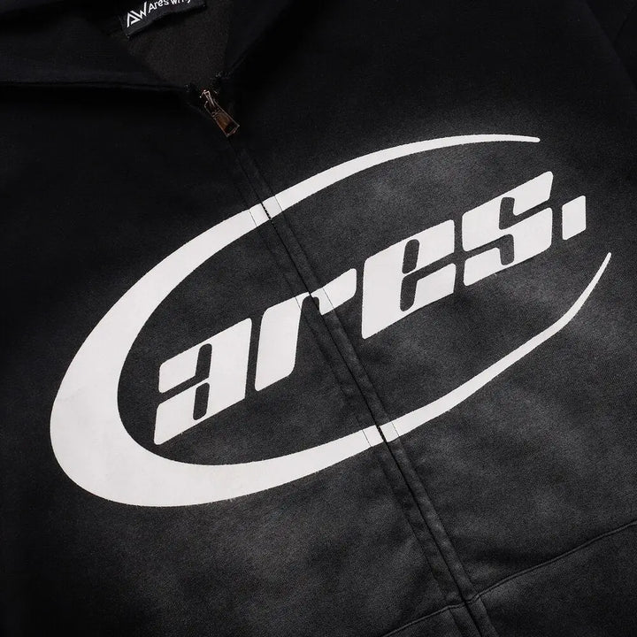 Y2k letter print zip hoodie for casual streetwear style - hoodies