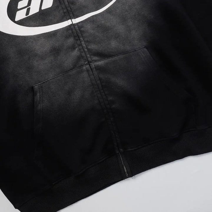 Y2k letter print zip hoodie for casual streetwear style - hoodies