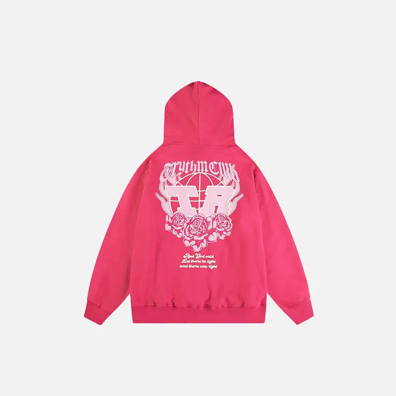 Sweat à capuche imprimé graphique letter rose y2k streetwear - hoodies