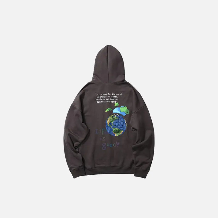 Earth y2k life is beautiful printed hoodie for comfort and style - grey / s - hoodie