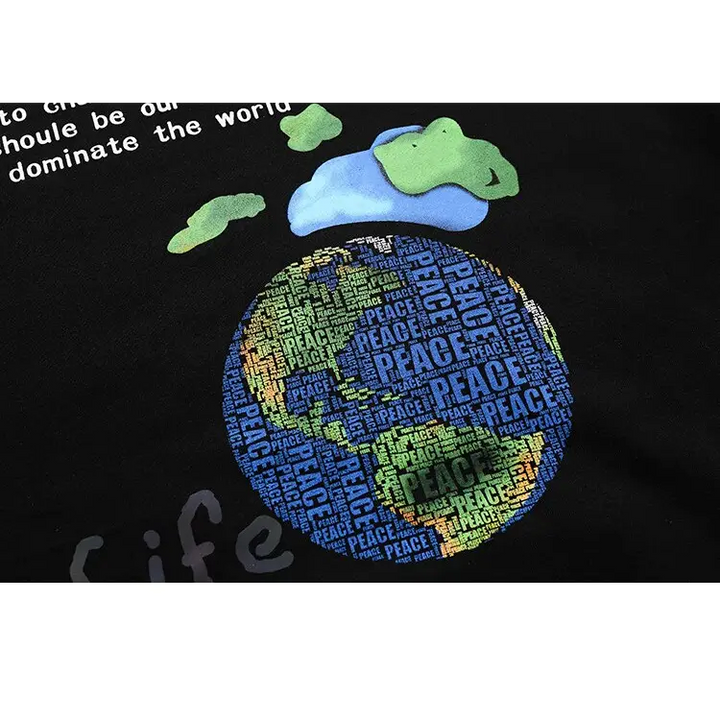 Earth y2k life is beautiful printed hoodie for comfort and style - hoodie