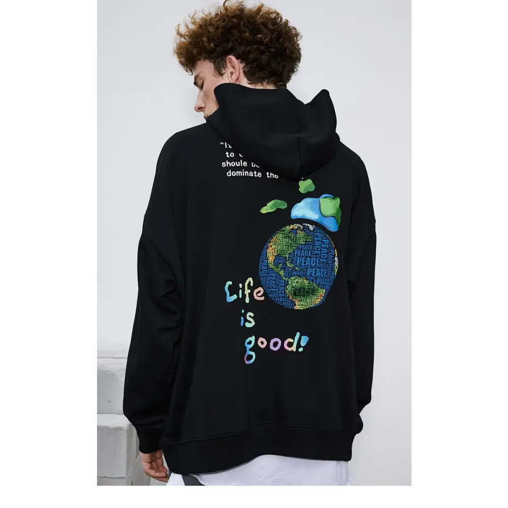 Earth y2k life is beautiful printed hoodie for comfort and style - hoodie