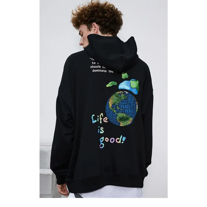 Earth y2k life is beautiful printed hoodie for comfort and style - hoodie