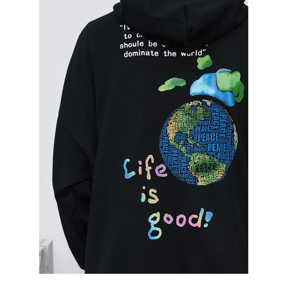 Earth y2k life is beautiful printed hoodie for comfort and style - hoodie