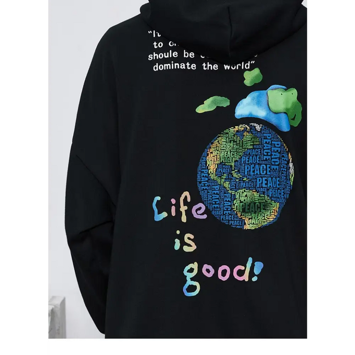 Earth y2k life is beautiful printed hoodie for comfort and style - hoodie