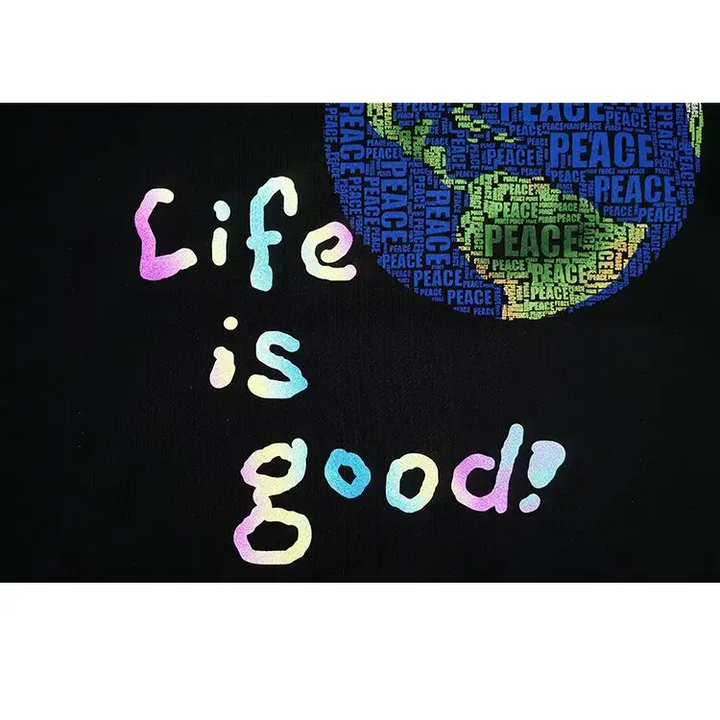 Earth y2k life is beautiful printed hoodie for comfort and style - hoodie