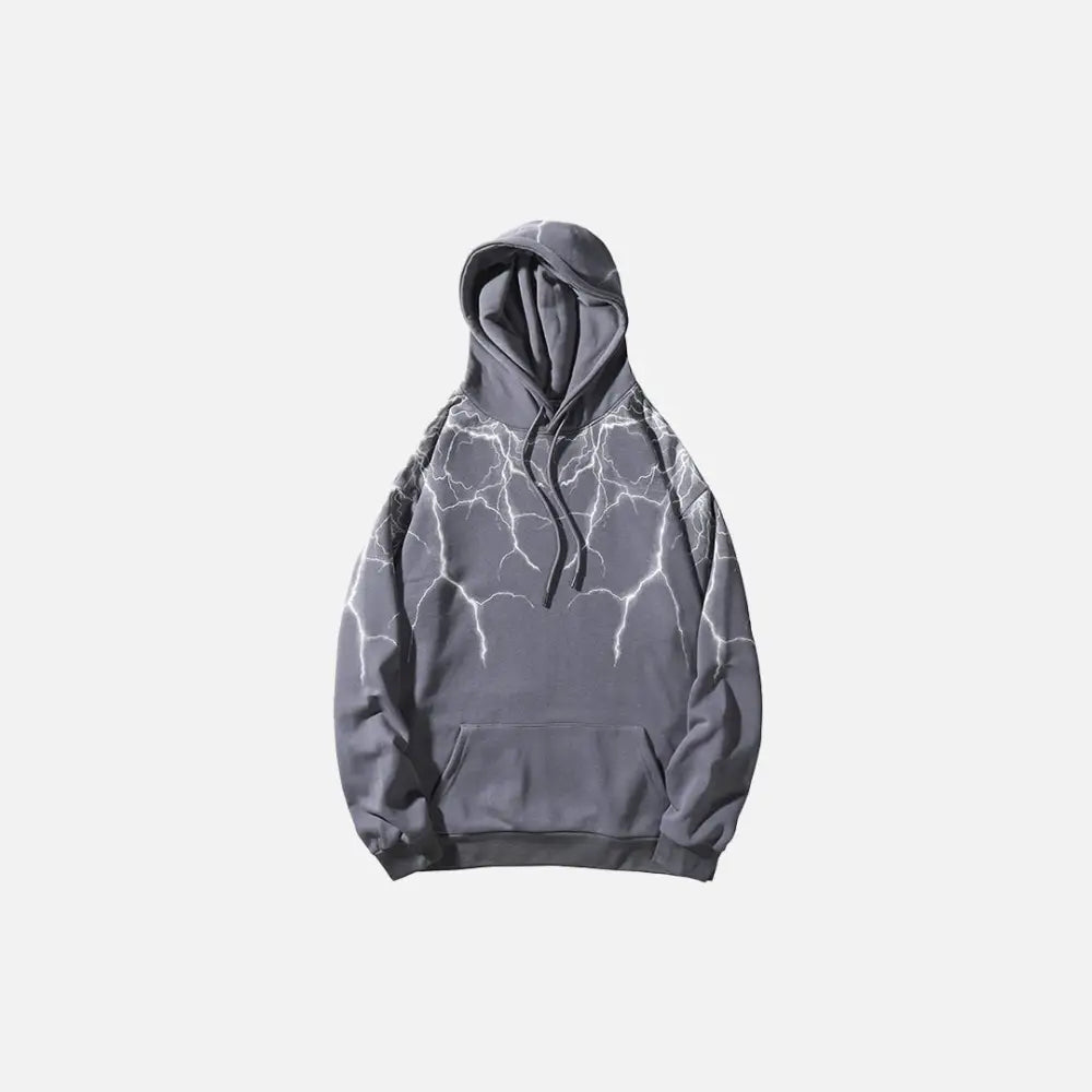 Y2k lightning strikes hoodie for bold streetwear style - grey / s - hoodies
