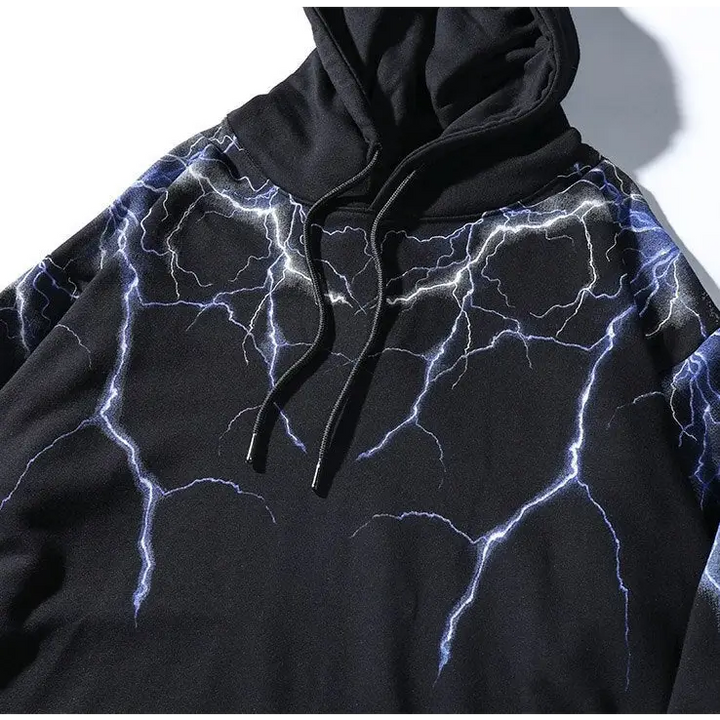 Y2k lightning strikes hoodie for bold streetwear style - hoodies