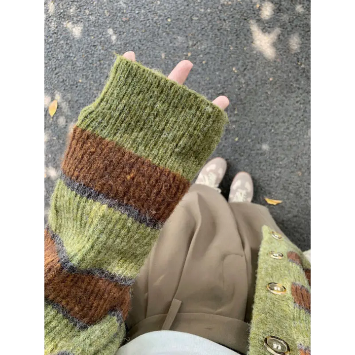 Local coffee shop striped cardigan for cozy fall vibes