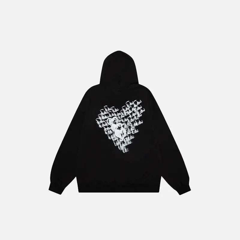 Cursive love heart y2k loose hoodie for ultimate streetwear comfort - black / m - hoodies