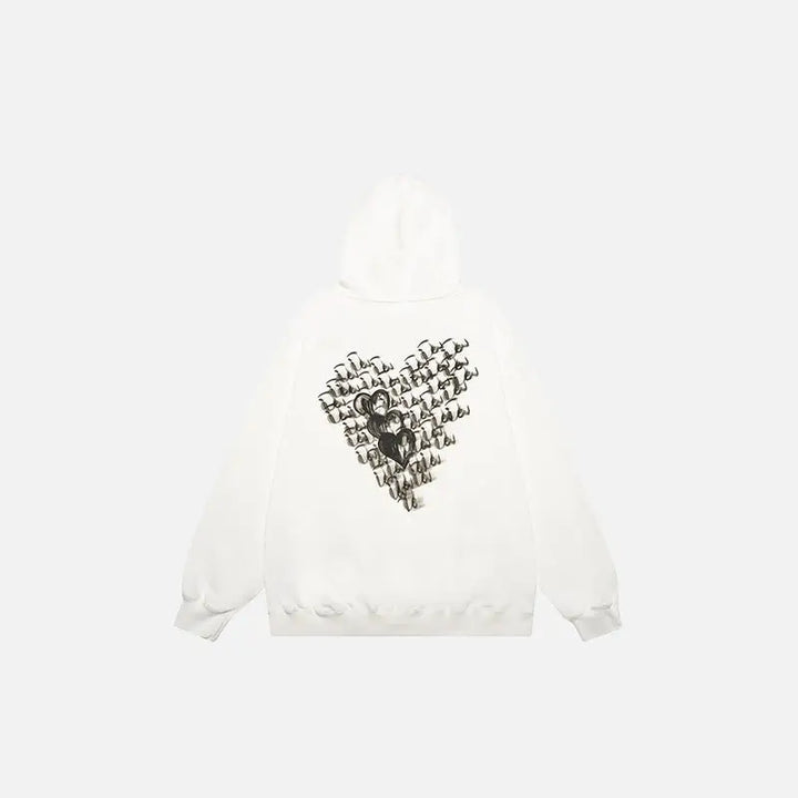 Cursive love heart y2k loose hoodie for ultimate streetwear comfort - white / m - hoodies