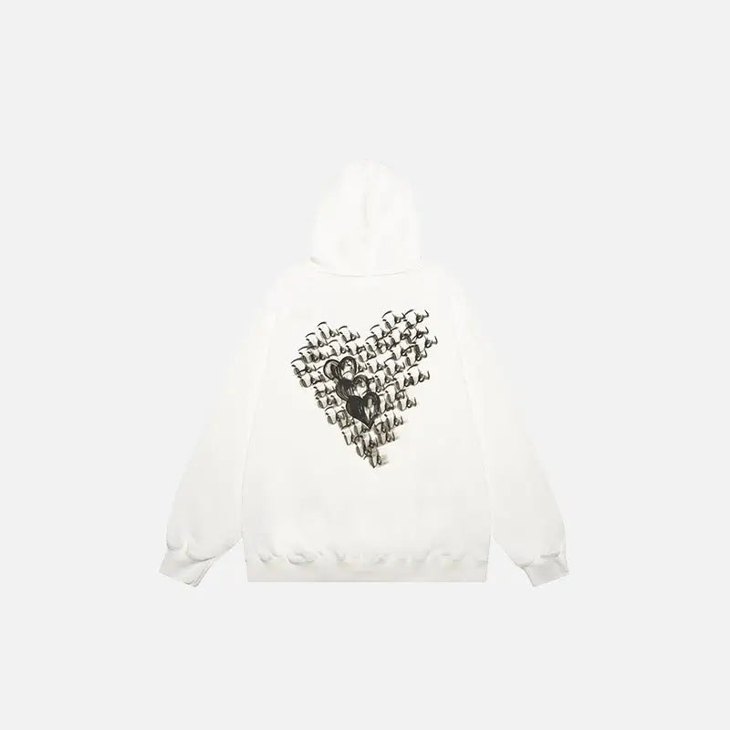 Cursive love heart y2k loose hoodie for ultimate streetwear comfort - white / m - hoodies