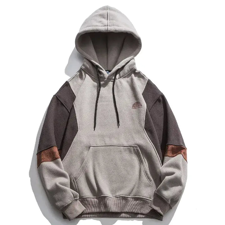 Y2k loose fleece patchwork hoodie for stylish warmth - gray / m - hoodies